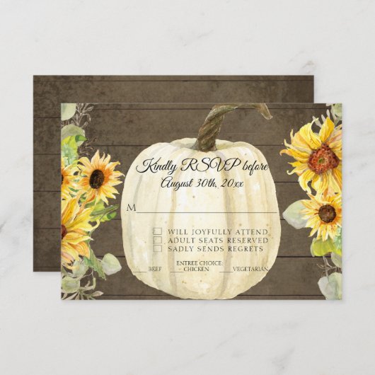 Rustikale Sonnenblume Weiße Kürbiskürbis UAWG Einladung (Vorne/Hinten)