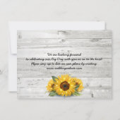 Rustikale Sonnenblume Weißes Holz Foto Hochzeit Save The Date (Rückseite)