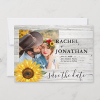 Rustikale Sonnenblume Weißes Holz Foto Hochzeit