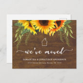 Rustikale Sonnenblume Wir haben neue Adresse Postk Postkarte (Vorne/Hinten)