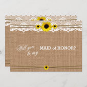 Rustikale Sonnenblume wird meine Trauzeugin sein Einladung (Vorne/Hinten)