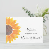 Rustikale Sonnenblume wirst du meine Ehrenmatrone Einladung (Stehend Vorderseite)