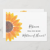 Rustikale Sonnenblume wirst du meine Ehrenmatrone Einladung (Vorne/Hinten)