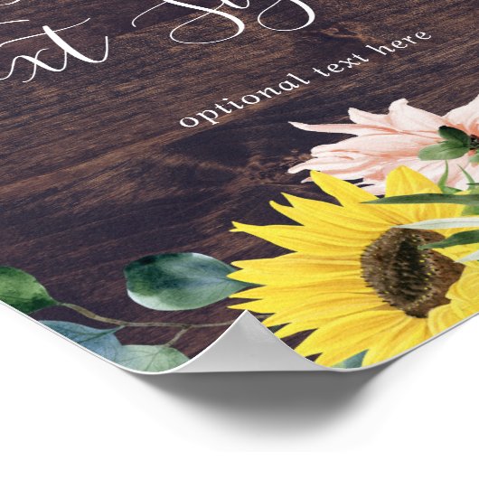 Rustikale Sonnenblume | Wood Custom Text Sign Poster (Ecke)