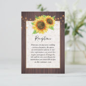 Rustikale Sonnenblume Wood Jar Lights Hochzeit Begleitkarte (Stehend Vorderseite)