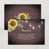 Rustikale Sonnenblume Wood Jar Lights Hochzeit Begleitkarte (Vorne/Hinten)