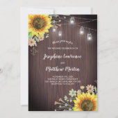 Rustikale Sonnenblume Wood Jar Lights Hochzeit Einladung (Vorderseite)