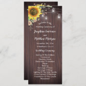 Rustikale Sonnenblume Wood Jar Lights Hochzeit Programm (Vorne/Hinten)