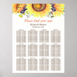 Rustikale Sonnenblumen 12 Tische Hochzeitskarte Poster