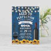 Rustikale Sonnenblumen 80. Geburtstag Party Einladung (Stehend Vorderseite)