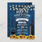 Rustikale Sonnenblumen 80. Geburtstag Party Einladung (Vorne/Hinten)