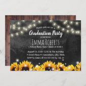 Rustikale Sonnenblumen Abschluss Chalkboard Einladung (Vorne/Hinten)