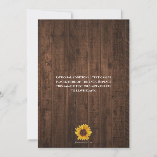 Rustikale Sonnenblumen Abschluss Foto Ankündigung (Rückseite)