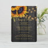 Rustikale Sonnenblumen Änderung der Pläne Ankündig Einladung (Stehend Vorderseite)
