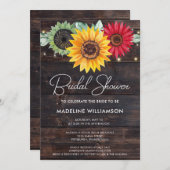 Rustikale Sonnenblumen auf Brautparty aus Stallhol Einladung (Vorne/Hinten)