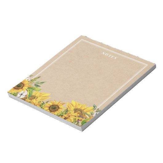 Rustikale Sonnenblumen auf dem Kraftnotentuch Notizblock (Rotiert)