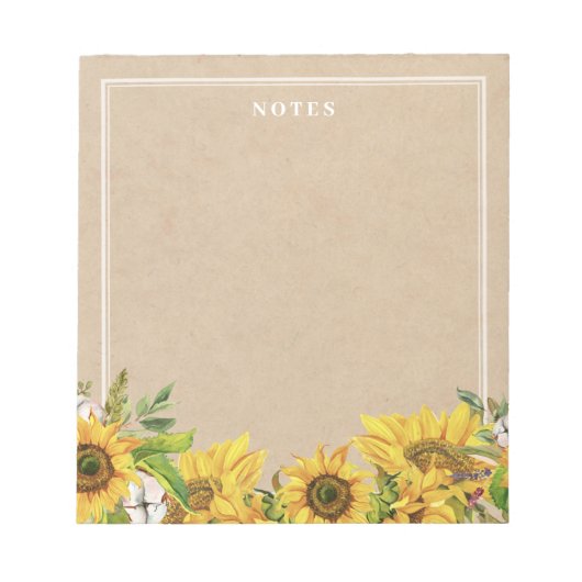 Rustikale Sonnenblumen auf dem Kraftnotentuch Notizblock (Vorderseite)