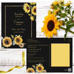Rustikale Sonnenblumen auf der schwarzen Save the  Postkarte
