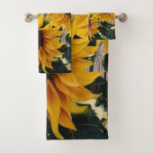 Rustikale Sonnenblumen auf der Tafel Print Badhandtuch Set (Insitu)