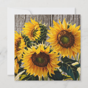 Rustikale Sonnenblumen auf der Tafel Print Feiertagskarte