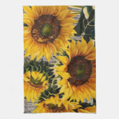 Rustikale Sonnenblumen auf der Tafel Print Geschirrtuch (Vertikal)