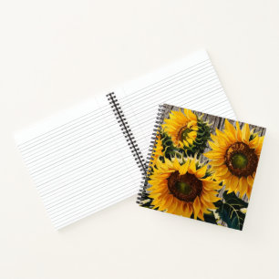 Rustikale Sonnenblumen auf der Tafel Print Notizblock