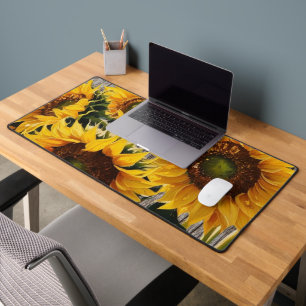 Rustikale Sonnenblumen auf der Tafel Print Schreibtischunterlage