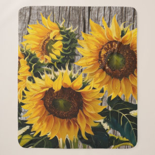 Rustikale Sonnenblumen auf der Tafel Print Sherpadecke