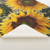 Rustikale Sonnenblumen auf der Tafel Print Sherpadecke (3/4)