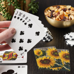 Rustikale Sonnenblumen auf der Tafel Print Spielkarten