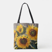 Rustikale Sonnenblumen auf der Tafel Print Tasche (Rückseite)