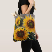 Rustikale Sonnenblumen auf der Tafel Print Tasche (Von Nahem)