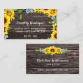 Rustikale Sonnenblumen auf der Wood Country Busine Visitenkarte (Vorne/Hinten)
