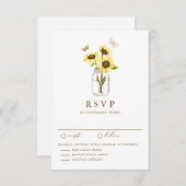 Rustikale Sonnenblumen auf einer Mason Jar Wedding RSVP Karte (Vorne/Hinten)