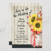 Rustikale Sonnenblumen auf Holz, alles in einer Ho Einladung (Vorne/Hinten)