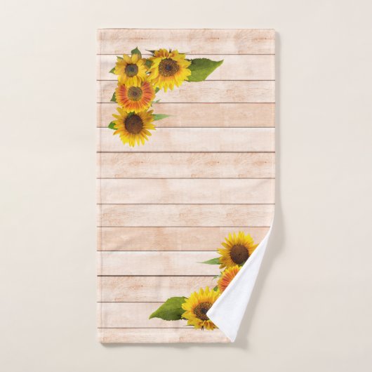 Rustikale Sonnenblumen auf Holz Badhandtuch Set (Handtuch)