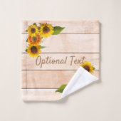 Rustikale Sonnenblumen auf Holz Badhandtuch Set (Waschlappen)
