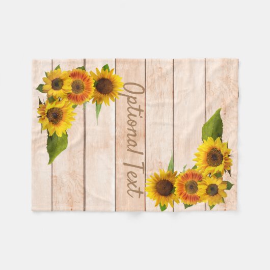 Rustikale Sonnenblumen auf Holz Fleecedecke (Vorderseite (Horizontal))