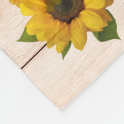 Rustikale Sonnenblumen auf Holz Fleecedecke (Ecke)