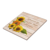 Rustikale Sonnenblumen auf Holz Fliese (Seite)