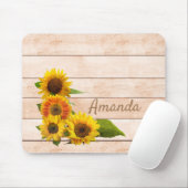 Rustikale Sonnenblumen auf Holz Mousepad (Mit Mouse)