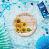 Rustikale Sonnenblumen auf Holz Pappteller (Party)