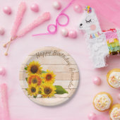 Rustikale Sonnenblumen auf Holz Pappteller (Party)