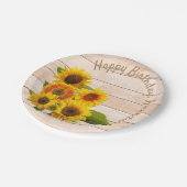 Rustikale Sonnenblumen auf Holz Pappteller (Schrägansicht)