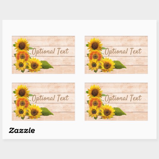 Rustikale Sonnenblumen auf Holz Rechteckiger Aufkleber (Blatt)
