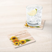 Rustikale Sonnenblumen auf Holz Rechteckiger Pappuntersetzer (Vor Ort)