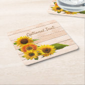 Rustikale Sonnenblumen auf Holz Rechteckiger Pappuntersetzer (angewinkelt)