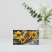 Rustikale Sonnenblumen auf Holzbüchern Visitenkart Visitenkarte (Stehend Vorderseite)