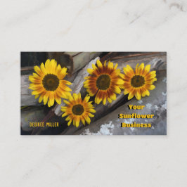Rustikale Sonnenblumen auf Holzbüchern Visitenkart Visitenkarte