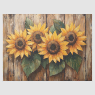 Rustikale Sonnenblumen auf Holzdekoupage Seidenpapier